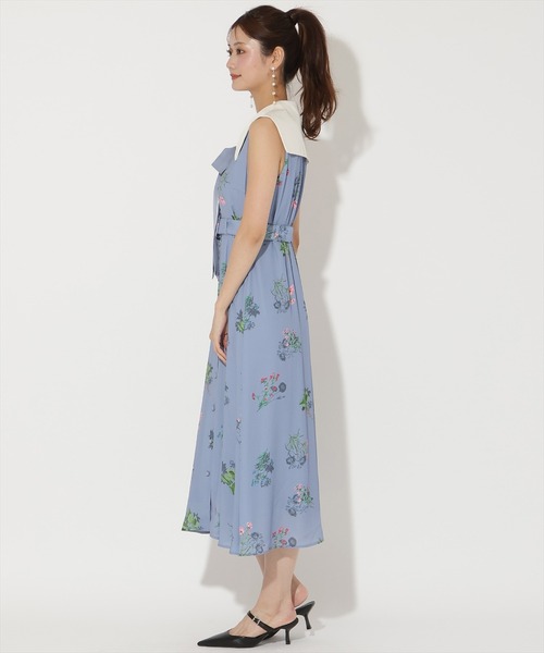 アンドクチュール ドローイングフラワー配色襟ワンピース AND COUTURE（アンドクチュール） ワンピース 夏 ドローイングフラワー
