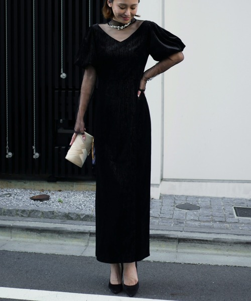 My shawty（マイシャウティー） ドレス lame velvet dress : ZOZOTOWN