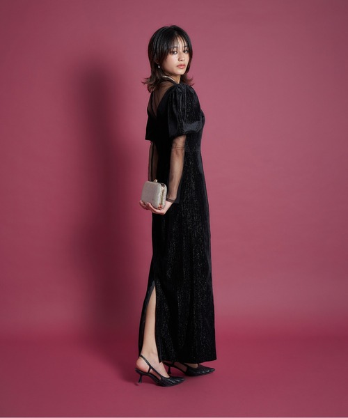 My shawty（マイシャウティー） ドレス lame velvet dress : ZOZOTOWN