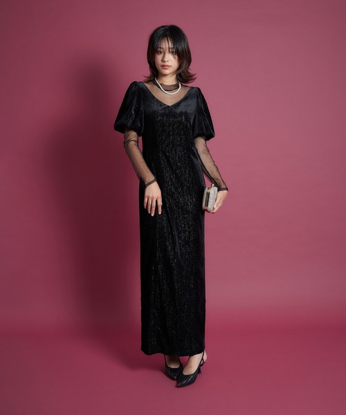 My shawty（マイシャウティー） ドレス lame velvet dress : ZOZOTOWN