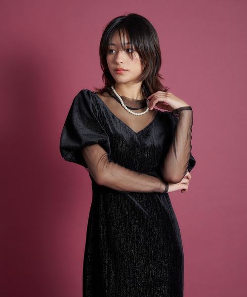 My shawty（マイシャウティー） ドレス lame velvet dress : ZOZOTOWN