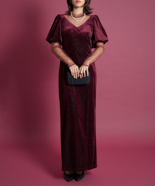 My shawty（マイシャウティー） ドレス lame velvet dress : ZOZOTOWN