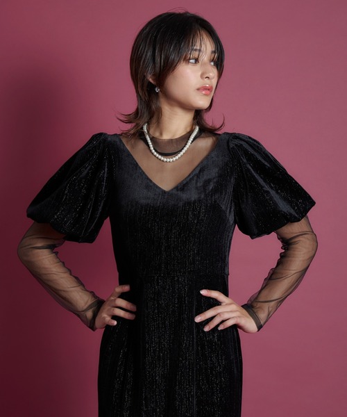 My shawty（マイシャウティー） ドレス lame velvet dress : ZOZOTOWN