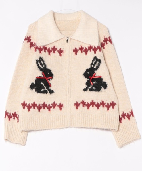 vintageヴィンテージ昭和レトロくまさんウサギ刺繍カーディガン vintageヴィンテージ昭和レトロくまさんウサギ刺繍カーディガン - メルカリ