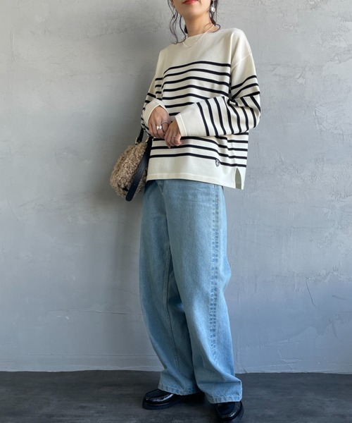ORCIVAL｜パネルボーダー ボートネックリブ プルオーバー SALE] ORCIVAL オーシバル パネルボーダー ボートネック スウェット