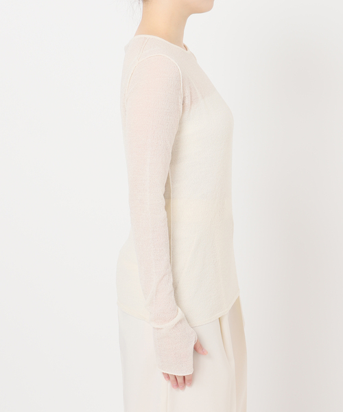 未使用　ホワイト メリノデニットプルオーバー NOBLE（ノーブル） ニット セーター メリノデニットプルオーバー