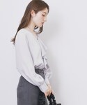 ブラウス シャツ Vネックフリルブラウス「洗濯...の詳細画像1