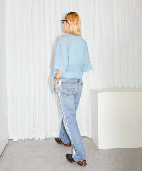 「CITYSHOP」 半袖カットソー FREE サックスブルー レディース_画像2