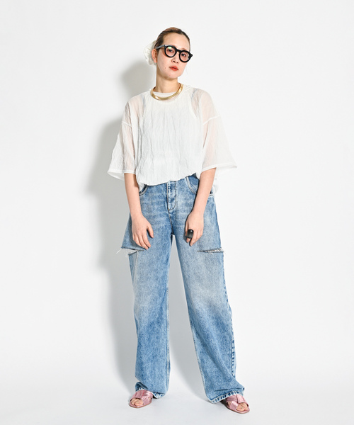 「CITYSHOP」 半袖カットソー FREE サックスブルー レディース_画像9