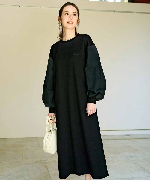 【美品 日本製】　iCB スウェットワンピース　ブラック　Sサイズ ウエスト切替スウェットワンピース