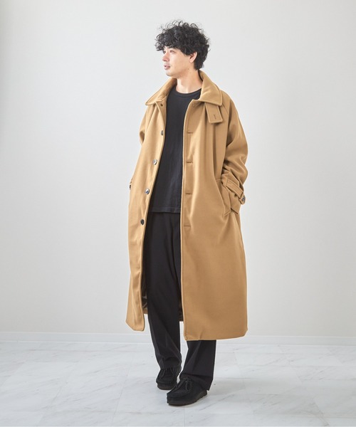 VIBGYOR ステンカラーコート コート フェイクメルトンルーズステン