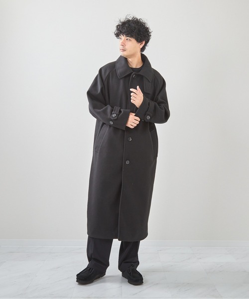 VIBGYOR ステンカラーコート コート フェイクメルトンルーズステン