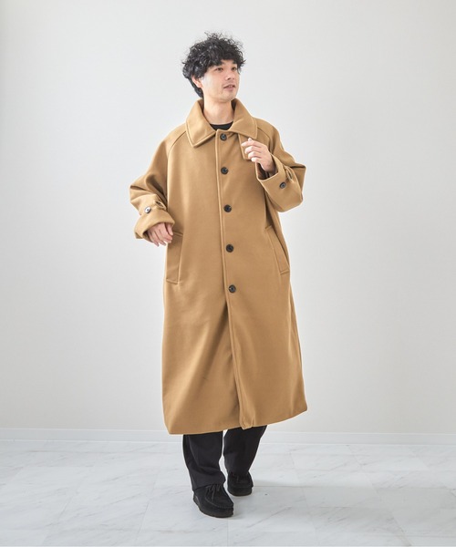 VIBGYOR ステンカラーコート コート フェイクメルトンルーズステン