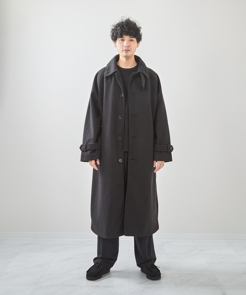 VIBGYOR ステンカラーコート コート フェイクメルトンルーズステン