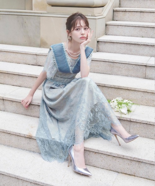 「GIRL」 半袖ワンピース M ブルー レディース_画像3