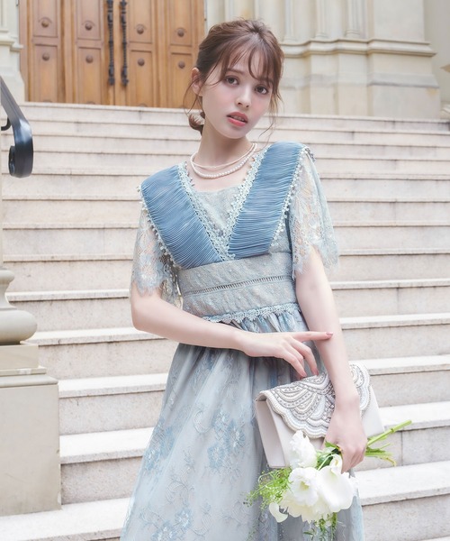 「GIRL」 半袖ワンピース M ブルー レディース_画像4