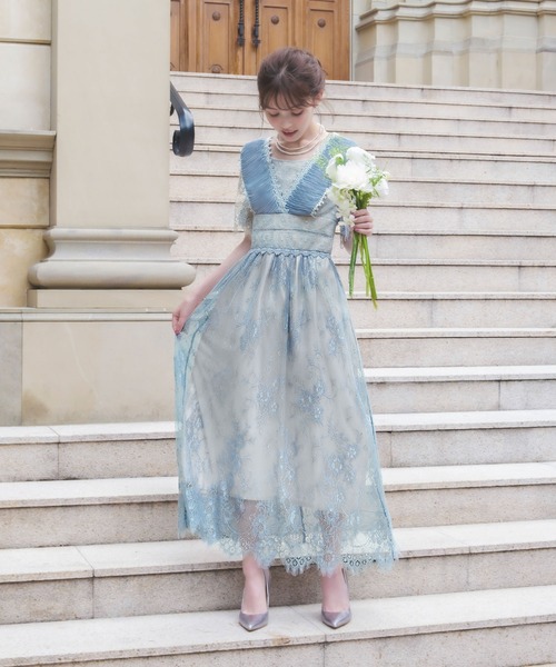 「GIRL」 半袖ワンピース M ブルー レディース_画像5