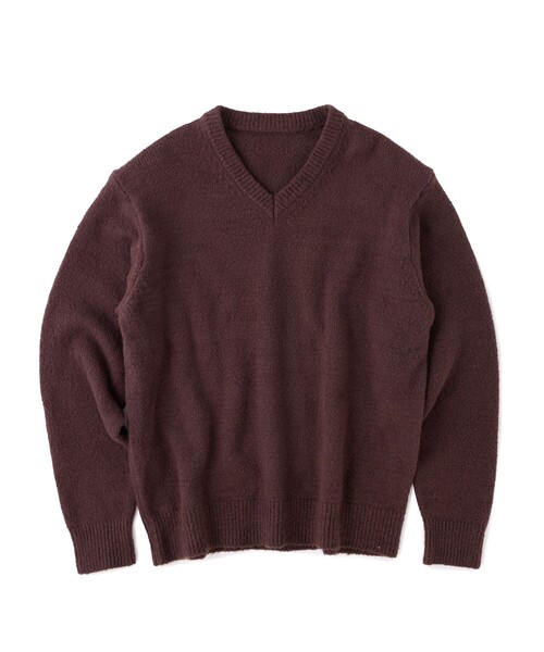 【ダークブラウン（20）】MU BRUSHED V NECK PUD PULLOVER KNIT M TO R（ムウトアール） ニット セーター MU BRUSHED V NECK PUD