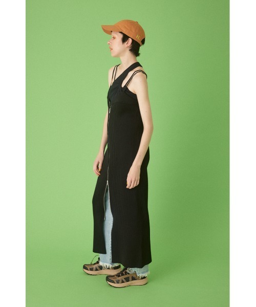 canon　eニットワンピ　ブラック1 ハーフジップニットワンピース(ワンピース) | a.v.v(アー・ヴェ・ヴェ