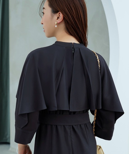 「RUIRUE BOUTIQUE」 7分袖ワンピース L ブルーグレー レディース_画像2