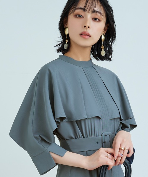 「RUIRUE BOUTIQUE」 7分袖ワンピース L ブルーグレー レディース_画像3