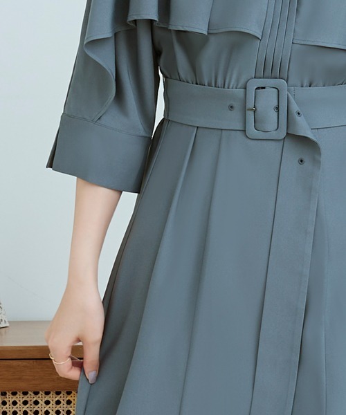 「RUIRUE BOUTIQUE」 7分袖ワンピース L ブルーグレー レディース_画像5