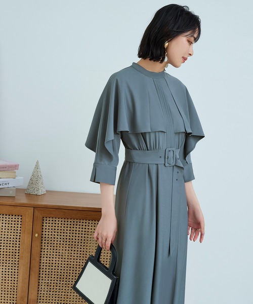 「RUIRUE BOUTIQUE」 7分袖ワンピース L ブルーグレー レディース_画像7