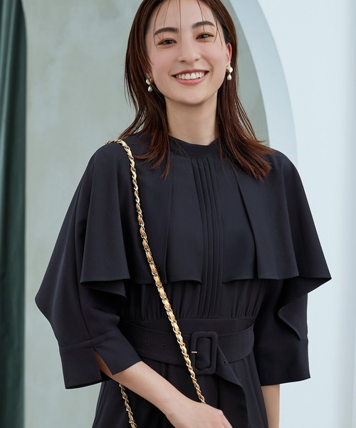 「RUIRUE BOUTIQUE」 7分袖ワンピース L ブルーグレー レディース_画像9