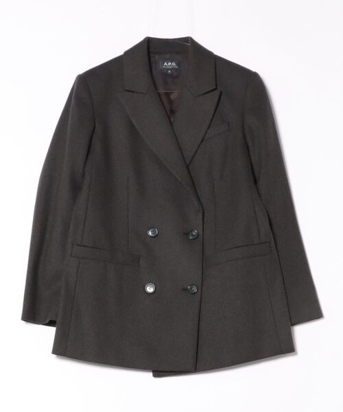 A.P.C.」 ウール パイピングジャケット ブラック S フランス製