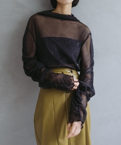sahara（サハラ） tシャツ Glitter Sheer Shirring Top/グリッター