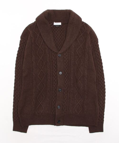 「SHIPS any」 ニットカーディガン LARGE ブラウン メンズ_画像2