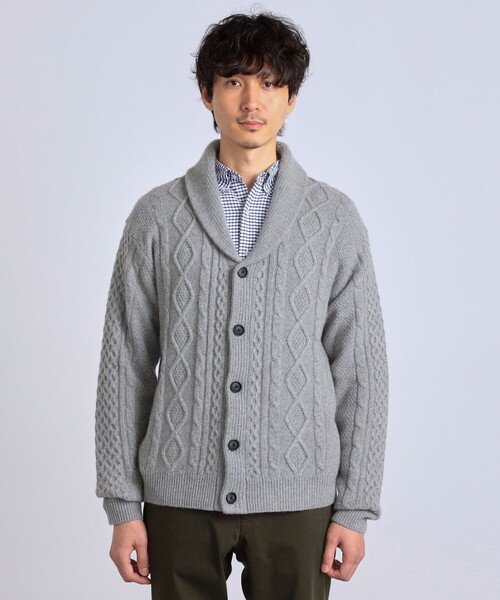 「SHIPS any」 ニットカーディガン LARGE ブラウン メンズ_画像5