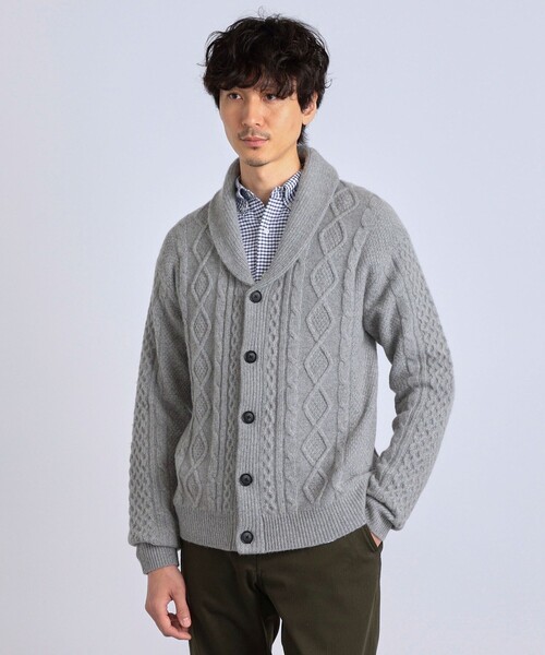 「SHIPS any」 ニットカーディガン LARGE ブラウン メンズ_画像8