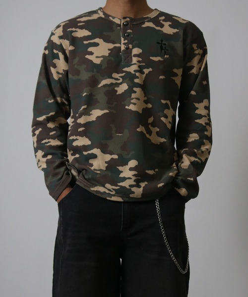 NYLAUS（ナイラス） tシャツ 「NYS」ショート丈 クロス刺繍 ヘンリー