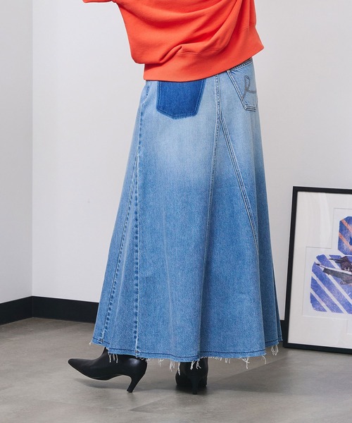 ROSE BUD（ローズバッド） デニムスカート PANEL DENIM LONG SKIRT