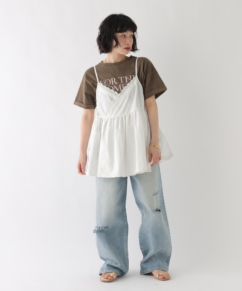 シルク カシュクールキャミ シルク カップ付き カシュクール キャミソール ロング丈 イーズ