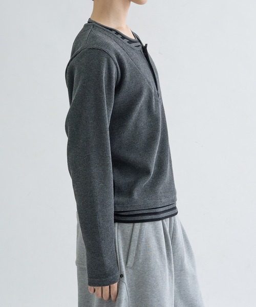 tシャツ Layered border henlyneck / レイヤードボーダーヘンリー