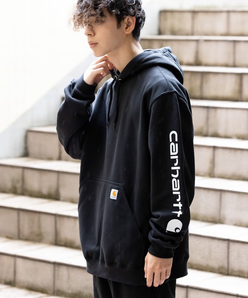 「Carhartt」 プルオーバーパーカー M ネイビー メンズの画像
