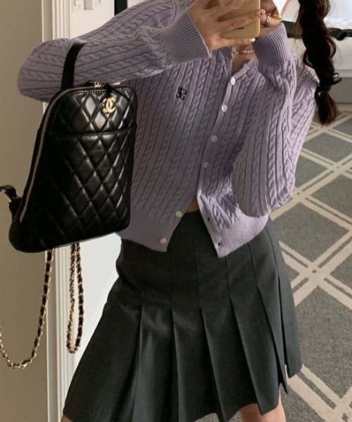「Achic」 ニットカーディガン M パープル レディース_画像8