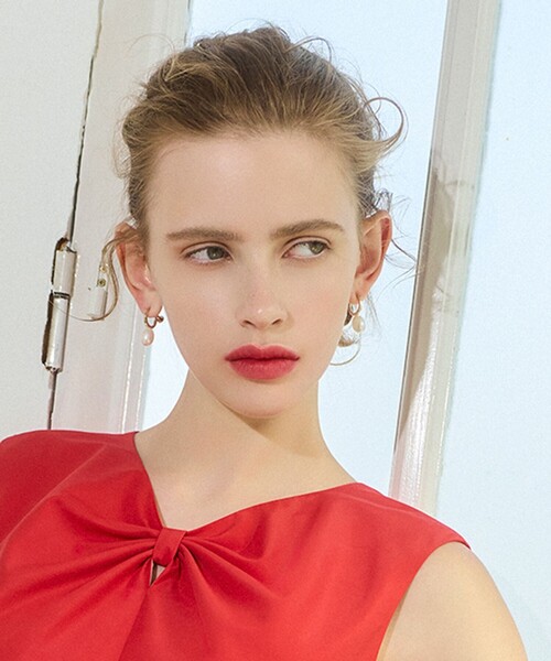 ネックレス DROP PEARL HOOP EARRINGS 淡水パールイヤリング レディースの画像