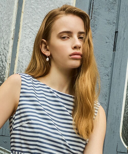 ネックレス DROP PEARL HOOP EARRINGS 淡水パールイヤリング レディースの画像