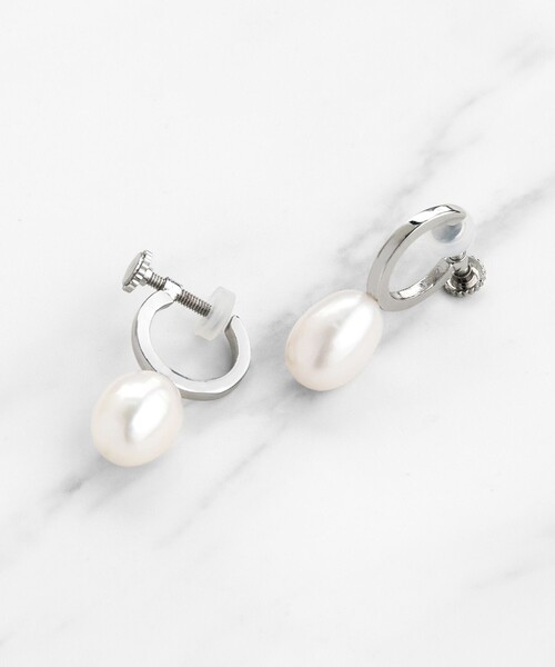 ネックレス DROP PEARL HOOP EARRINGS 淡水パールイヤリング レディースの画像
