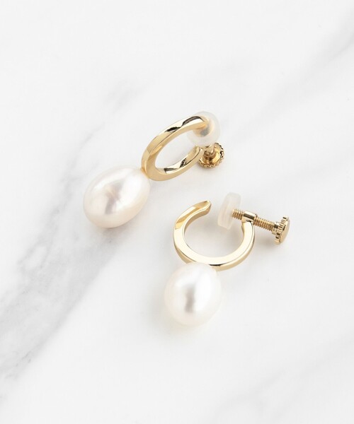 ネックレス DROP PEARL HOOP EARRINGS 淡水パールイヤリング レディースの画像