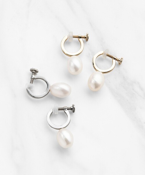 ネックレス DROP PEARL HOOP EARRINGS 淡水パールイヤリング レディースの画像