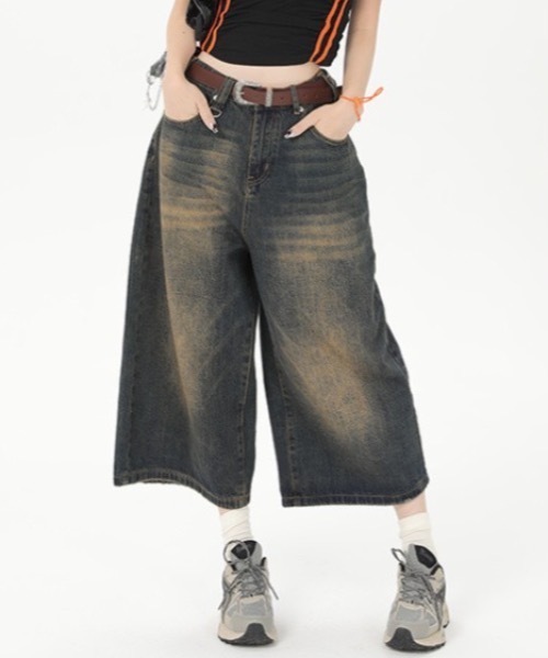 「lilful」 デニムハーフパンツ M ブラック レディース_画像3