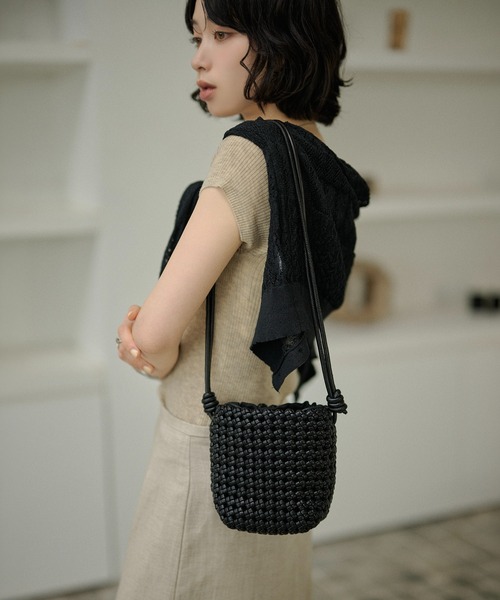 ショルダーバッグ バッグ ミニ mesh mini shoulder bag /レザー調