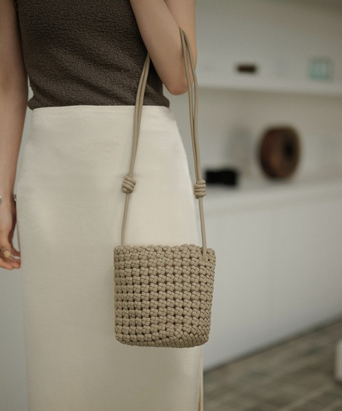 nM①ベージュメッシュショルダーバック ショルダーバッグ バッグ ミニ mesh mini shoulder bag /レザー調