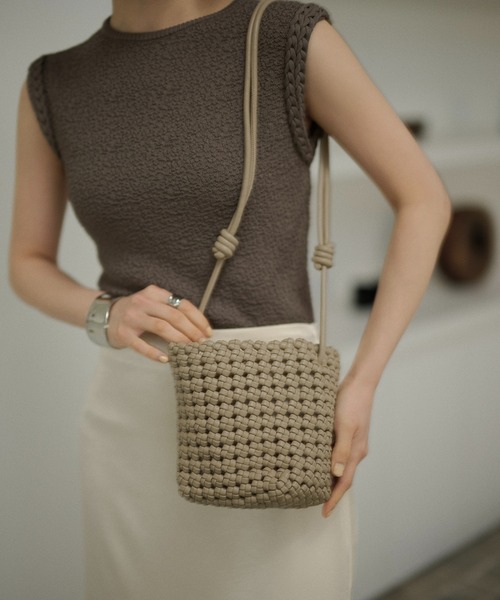 ショルダーバッグ バッグ ミニ mesh mini shoulder bag /レザー調