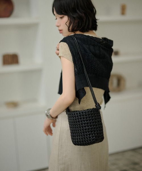 ショルダーバッグ バッグ ミニ mesh mini shoulder bag /レザー調