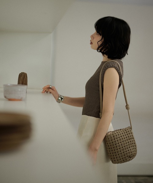 ショルダーバッグ バッグ ミニ mesh mini shoulder bag /レザー調